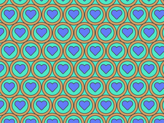 Abstract colorful circle flat heart-like background pattern