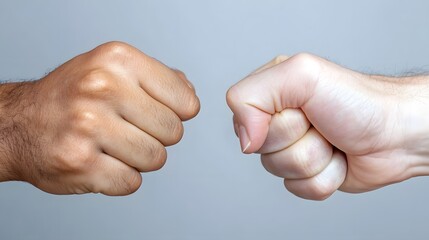 Two clenched fists facing off in confrontation