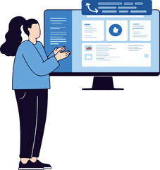 Woman Presenting Data on a Computer Screen