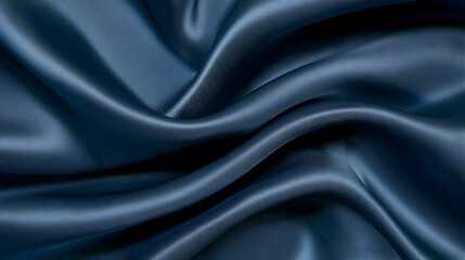 Fototapeta premium Luxurious Dark Blue Satin Fabric Texture
