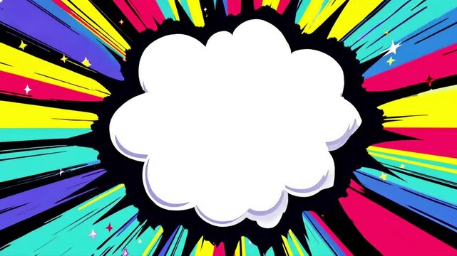 Blank Comic Speech Bubble on Colorful Pop Art Burst