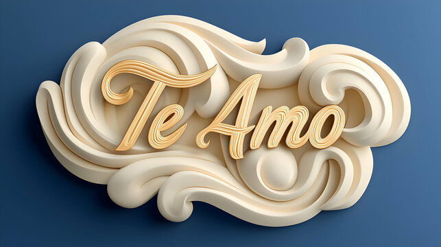 Ornate Te Amo Art Font Design with Gold Lettering
