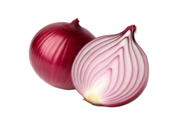 Red onion isolated on transparent background.