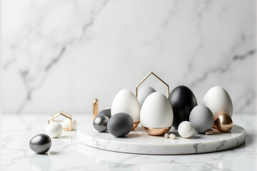 Minimalist Black and White Easter Eggs with Metallic Accents