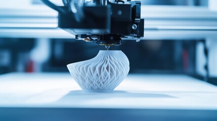 3D printer creating intricate designs, design studio with bright lighting and clean surfaces, Tech style