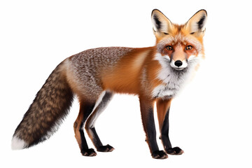 Naklejka premium Isolated Red Fox Portrait on White Background a Wildlife Photo