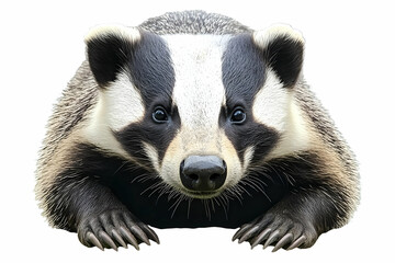 Fototapeta premium Photo of a Badger Isolated on a White Background in a Studio Setting