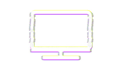 Icon tv is distorted. Glitch. Noise, chromatic aberration, geometric distortion