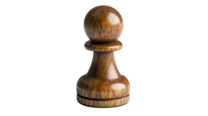 a polished wooden chess pawn isolated on white background