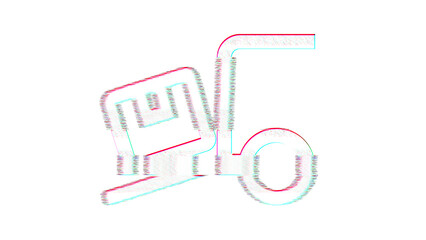 Icon truck loading is distorted. Glitch. Noise, chromatic aberration, geometric distortion