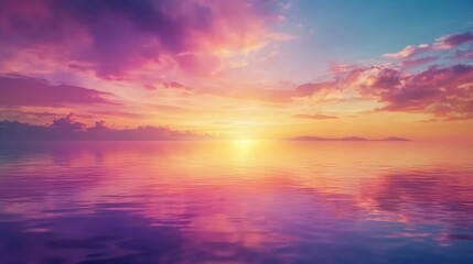 Fototapeta premium Stunning Sunset Over Ocean with Colorful Sky and Water Reflections