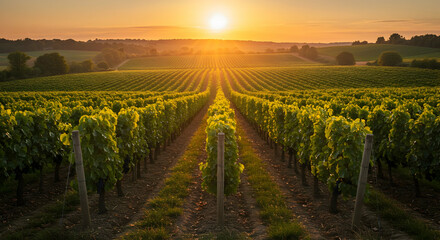 Naklejka premium Golden Hour Vineyard Landscape