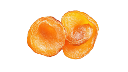two dried apricot slices showcasing their vibrant orange color a