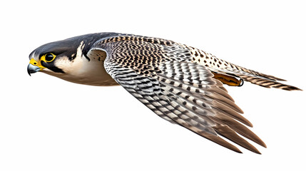 Photo Of A Peregrine Falcon In Mid-Flight With White Background