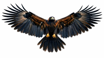 Obraz premium Photo Of a Majestic Eagle With Spread Wings Against White Background