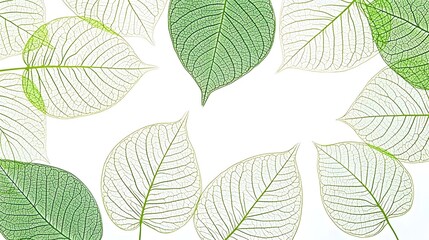 Vibrant Green Leaves with Intricate Veins and Soft Natural Lighting