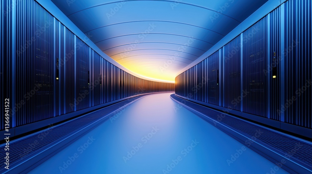 Poster server a futuristic server farm operating with ai driven automation.
