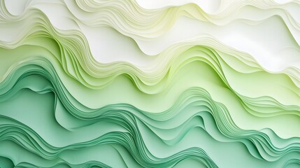 Fototapeta premium Lush Gradient Waves of Lime and Emerald Abstract Background