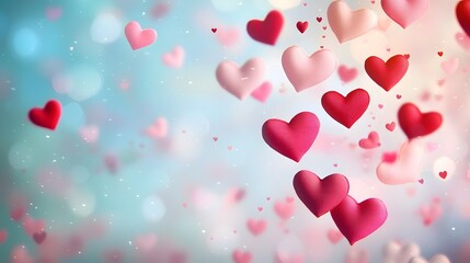 Obraz premium Romantic Dreamy Floating Hearts Pastel Gradient Background for Valentine s Day
