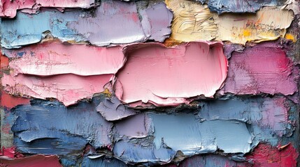 Impasto Abstract Painting Texture Vibrant Hues of Pink, Purple, and Blue