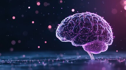 Fototapeta premium Brain Holographic brain projection with various neural connections and circuits.