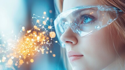 Cooperation Scientists working together in a high tech lab, analyzing research data.