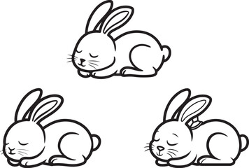 Cute vector illustration set of rabbits and bunnies for Easter and spring