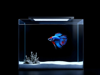 Vibrant Betta Fish: Graceful Movement in a Minimalist Underwater Haven