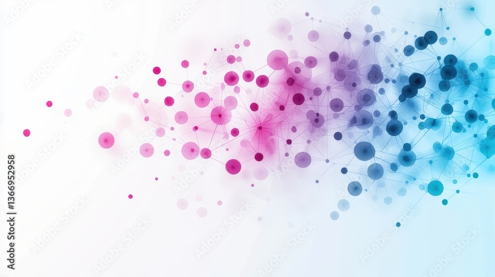 Poster graph conceptual illustration of big data analysis with colorful network graphs.