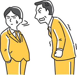 怒る上司と無視する部下