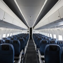 Empty Airplane Cabin Interior