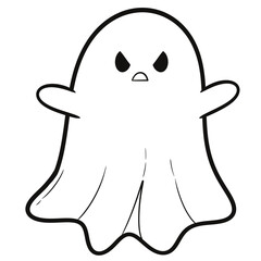 Classic Floating Halloween Ghost | Hand-Drawn Line Art