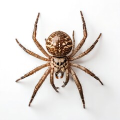 Close-up of a Brown Spider on White Background