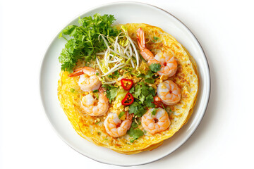 a plate of food with shrimp and vegetables