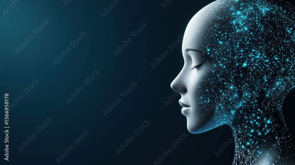 Poster artificial intelligence digital ai assistant managing data flow on an ultra modern interface.