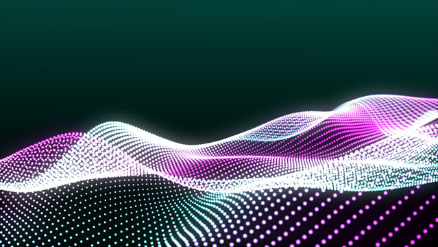 Abstract backgrounds with digital white dot wave. Looping background made from trapcode form