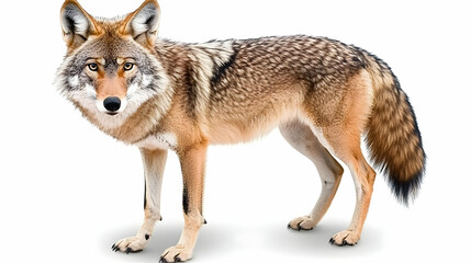 Obraz premium Realistic Photo of a Brown Coyote in Studio with White Background Portrait