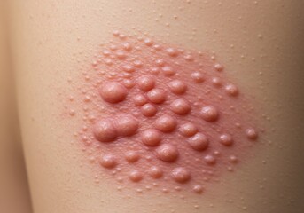 Fototapeta premium Skin Condition Showing Blisters and Rash Close Up for Medical Diagnosis