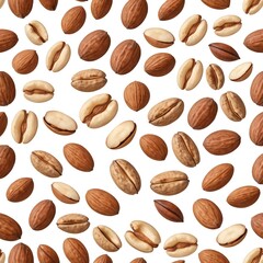 Floating Almonds,  Whole and Halved, Seamless Pattern