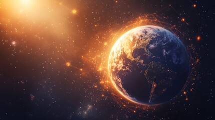 Fototapeta premium Earth in Space, Global Network
