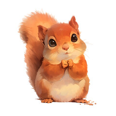 Fototapeta premium Adorable Red Squirrel Illustration Cute Cartoon Animal Fluffy Tail Wildlife Art