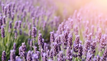 Fototapeta premium Beautiful Blooming Lavender Field in Summer Sunlight, Purple Flowers, Nature Scenery