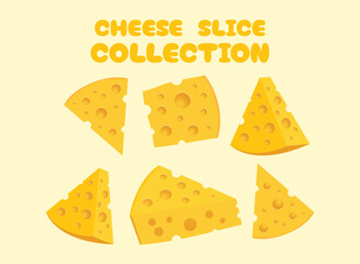 cheese yellow slice cut vector collection flat design cartoon, isolated on background