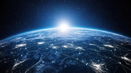 Obraz premium Earth Networked at Dawn