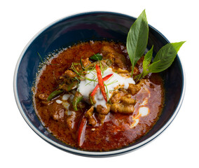 Panaeng curry with pork isolated on a transparent  background