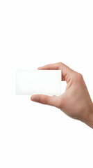 Photo of Hand Holding Blank White Card Isolated on White Background