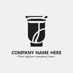 Cup illustration black and white for logo company vector image
