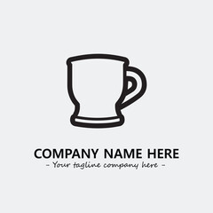 Cup illustration black and white for logo company vector image
