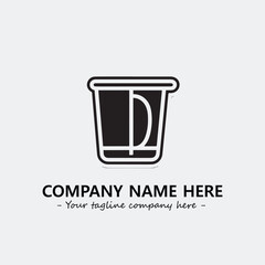 Cup illustration black and white for logo company vector image
