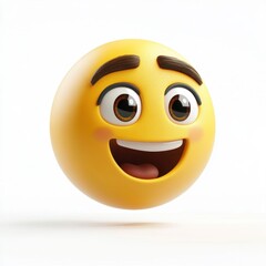 Fototapeta premium A smiling yellow emoji with a big smile and a tongue sticking out